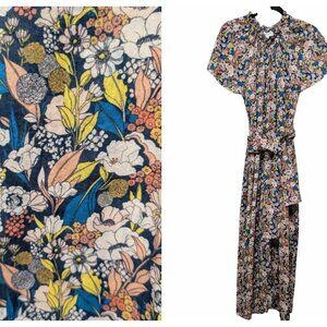 Apiece Apart Womens Sz S Pula Night Arte Floral Flutter Sleeve Wide Leg Jumpsuit